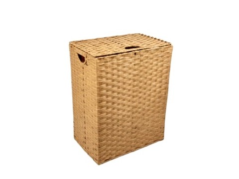 Handcrafted Pro Flat-Weaving Rectangular PE Resin Hamper with Half-Moon Handles